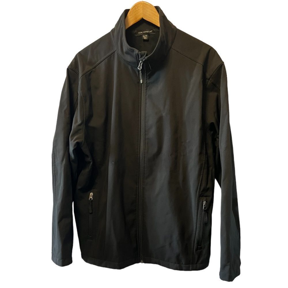 COAL HARBOUR Black Fleece Lined Lightweight Zip Up Rain Fall Jacket XL